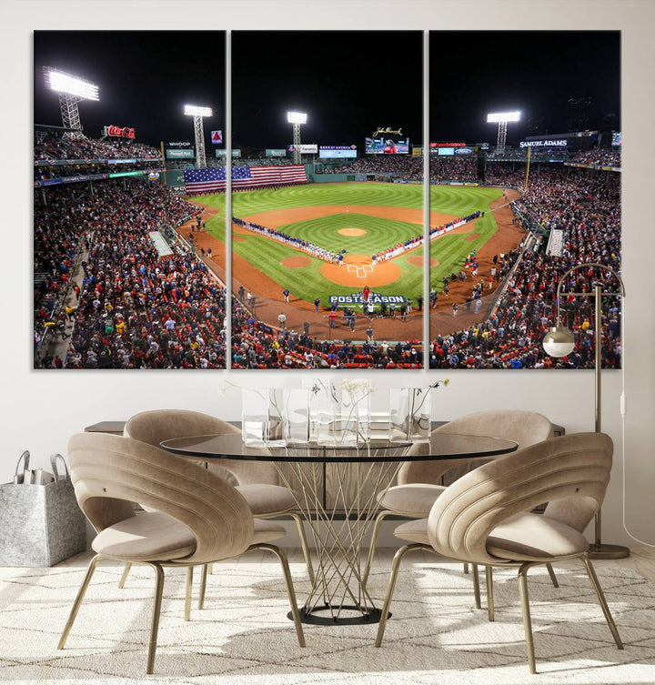 Fenway Park Wall Art Canvas Print | Large Baseball Stadium Canvas Print for Boston Red Sox Fans | Framed Ready-to-Hang Boston Sports Decor