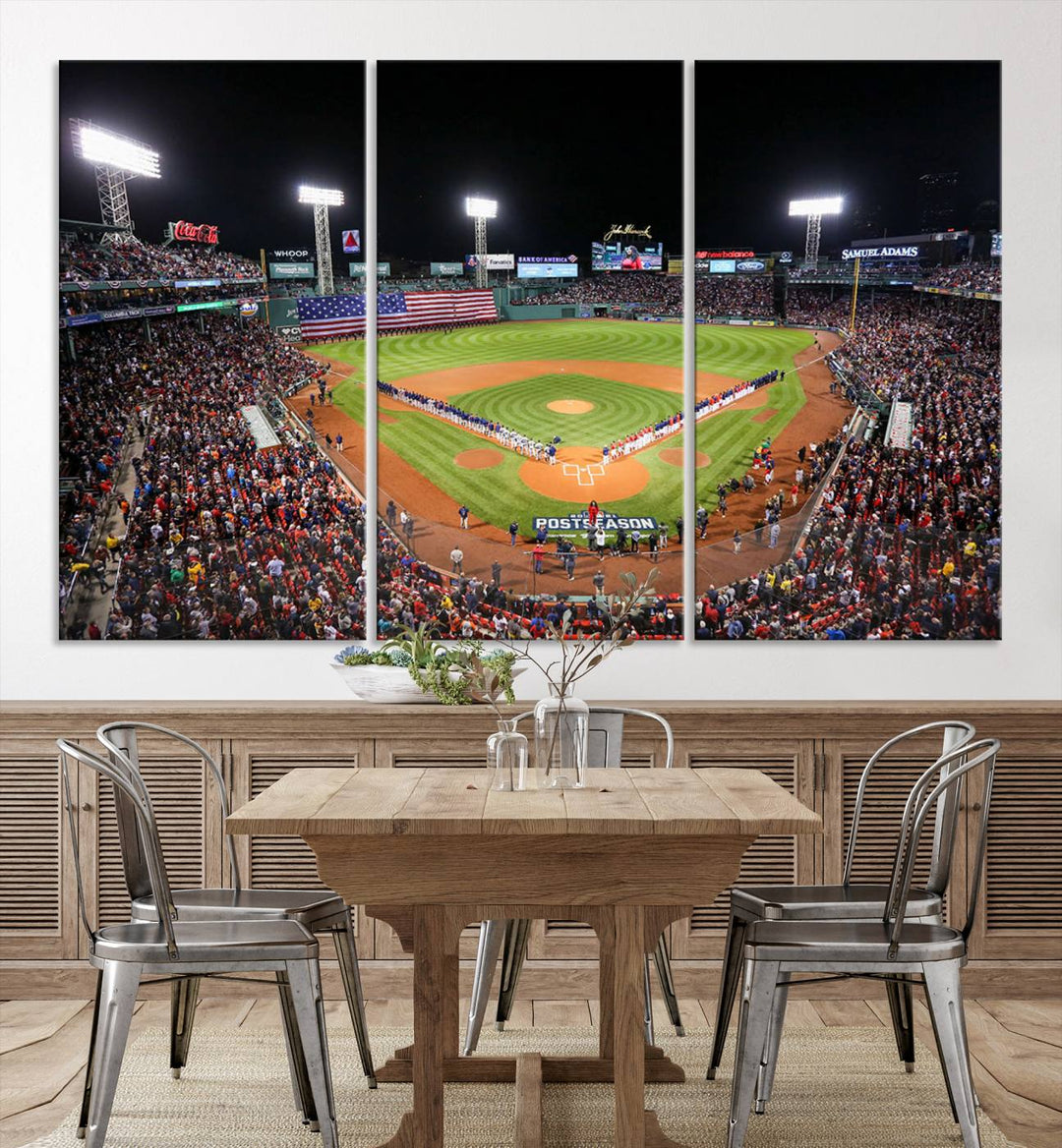 Fenway Park Wall Art Canvas Print | Large Baseball Stadium Canvas Print for Boston Red Sox Fans | Framed Ready-to-Hang Boston Sports Decor