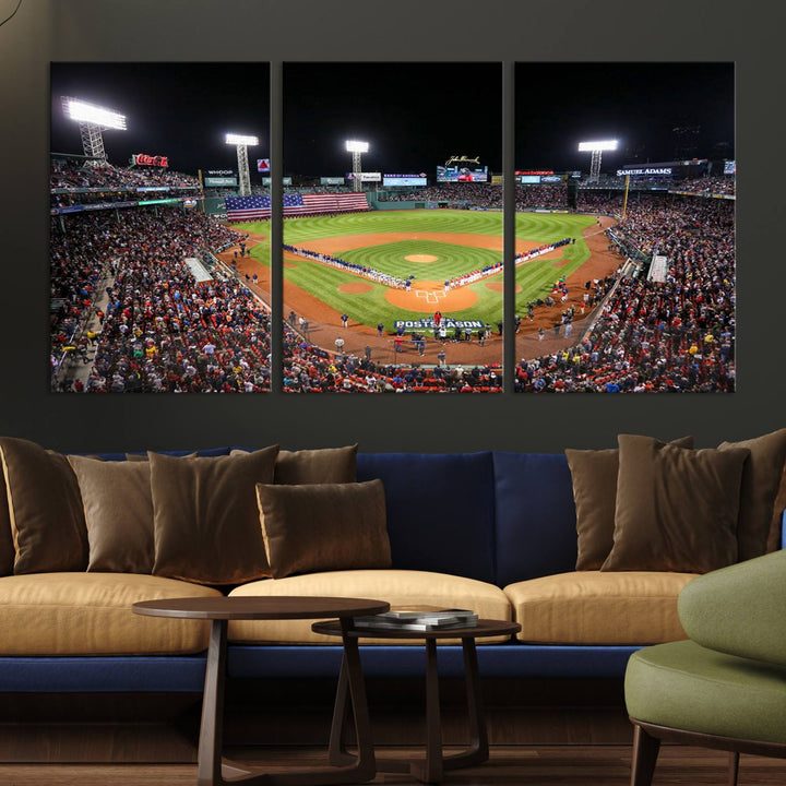 Fenway Park Wall Art Canvas Print | Large Baseball Stadium Canvas Print for Boston Red Sox Fans | Framed Ready-to-Hang Boston Sports Decor