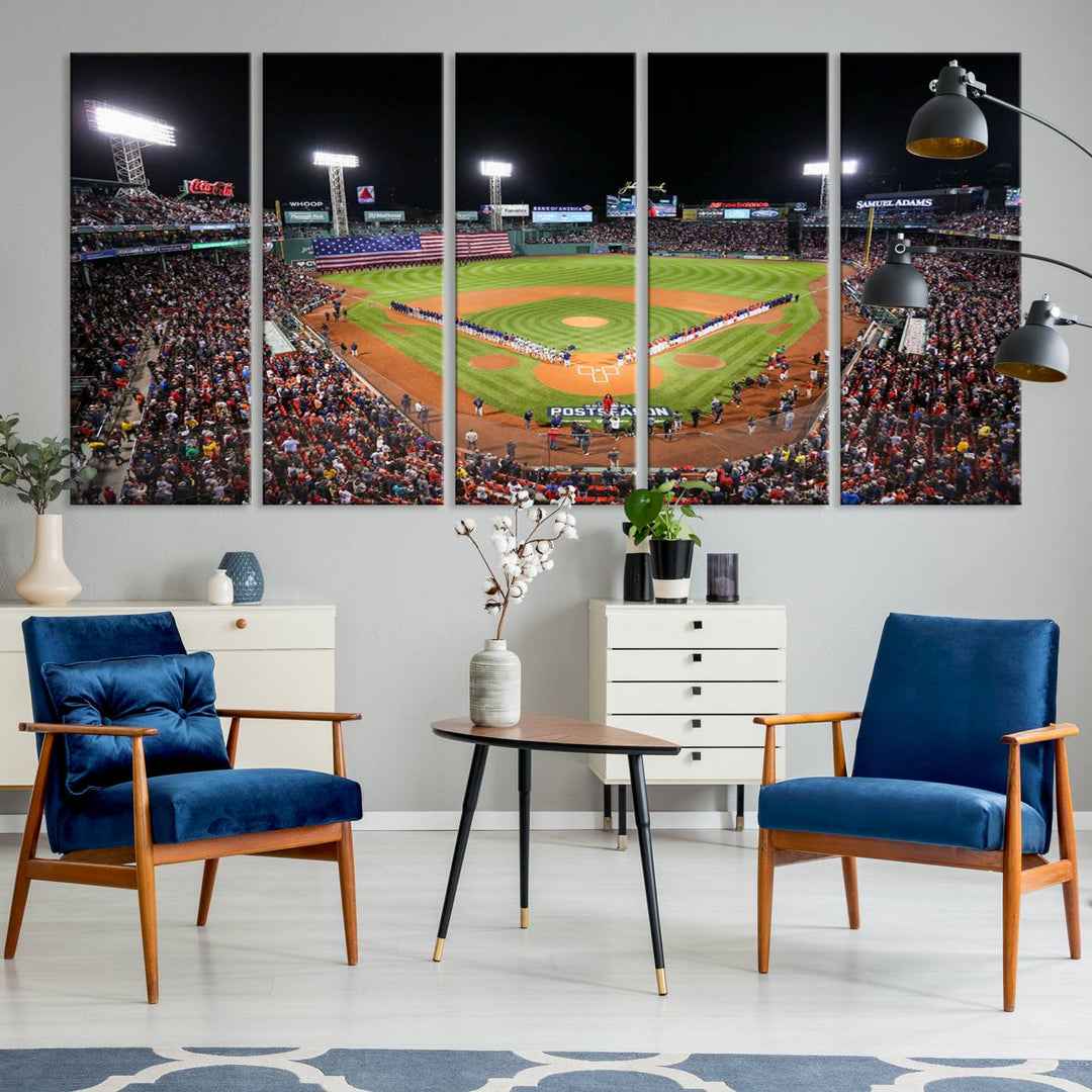 47365-MGV-CV-36X24-Fenway Park Wall Art Canvas Print | Large Baseball Stadium Canvas Print for Boston Red Sox Fans | Framed Ready-to-Hang Boston Sports Decor