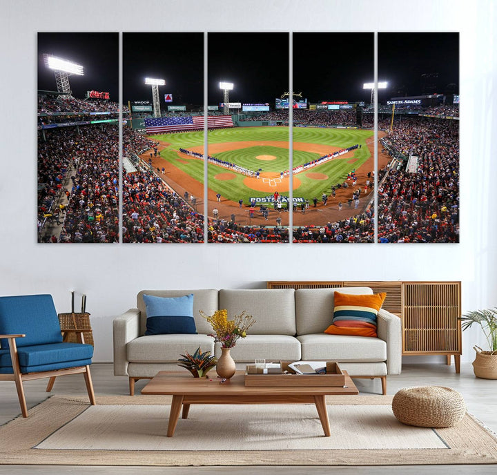 47365-MGV-CV-36X24-Fenway Park Wall Art Canvas Print | Large Baseball Stadium Canvas Print for Boston Red Sox Fans | Framed Ready-to-Hang Boston Sports Decor