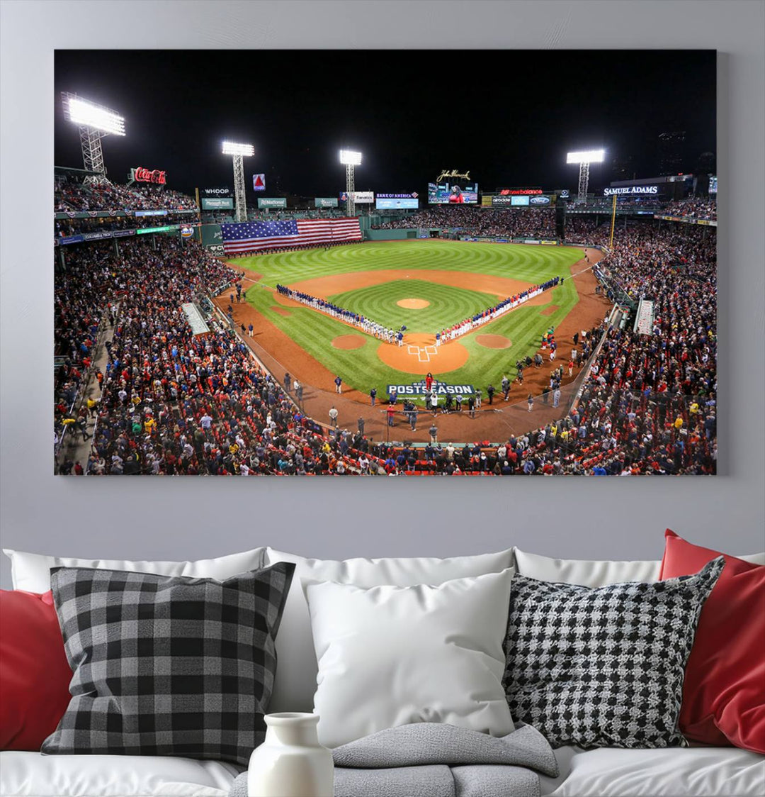 Fenway Park Wall Art Canvas Print | Large Baseball Stadium Canvas Print for Boston Red Sox Fans | Framed Ready-to-Hang Boston Sports Decor