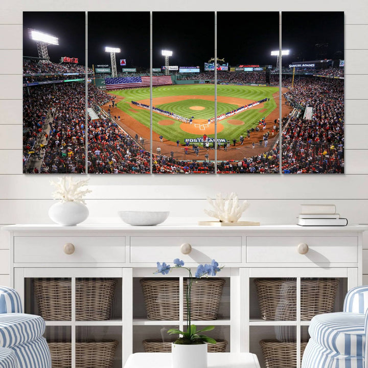 47365-MGV-CV-60X31-5P-Fenway Park Wall Art Canvas Print | Large Baseball Stadium Canvas Print for Boston Red Sox Fans | Framed Ready-to-Hang Boston Sports Decor
