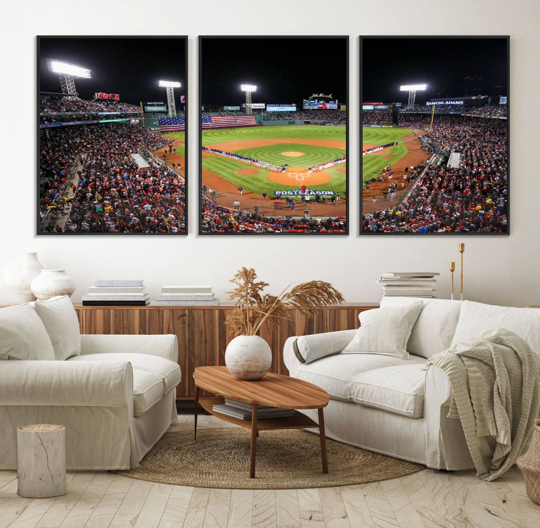 47365-MGV-FC-60X30-3P_Black-Fenway Park Wall Art Canvas Print | Large Baseball Stadium Canvas Print for Boston Red Sox Fans | Framed Ready-to-Hang Boston Sports Decor
