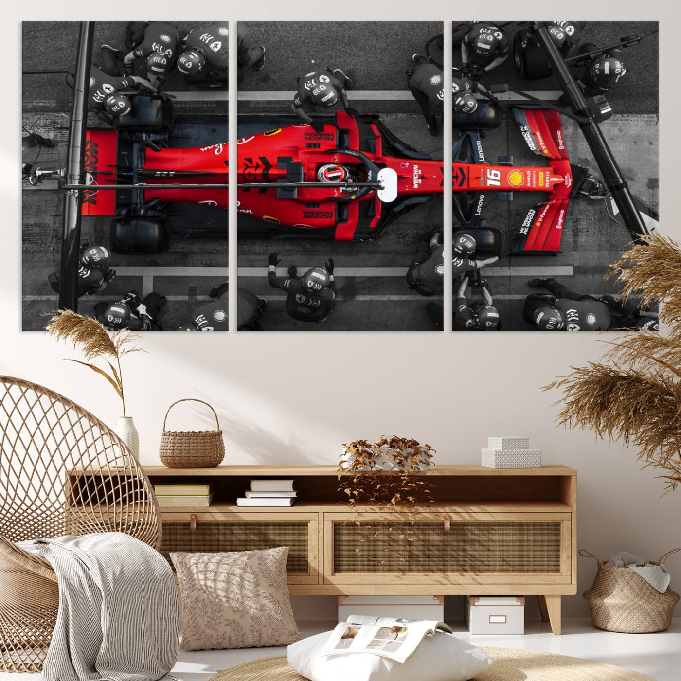 99356-MGV-CV-36X24-Ferrari Pit Stop Canvas Wall Art – Precision and Speed Captured in Bold Motorsport Imagery – Ready to Hang