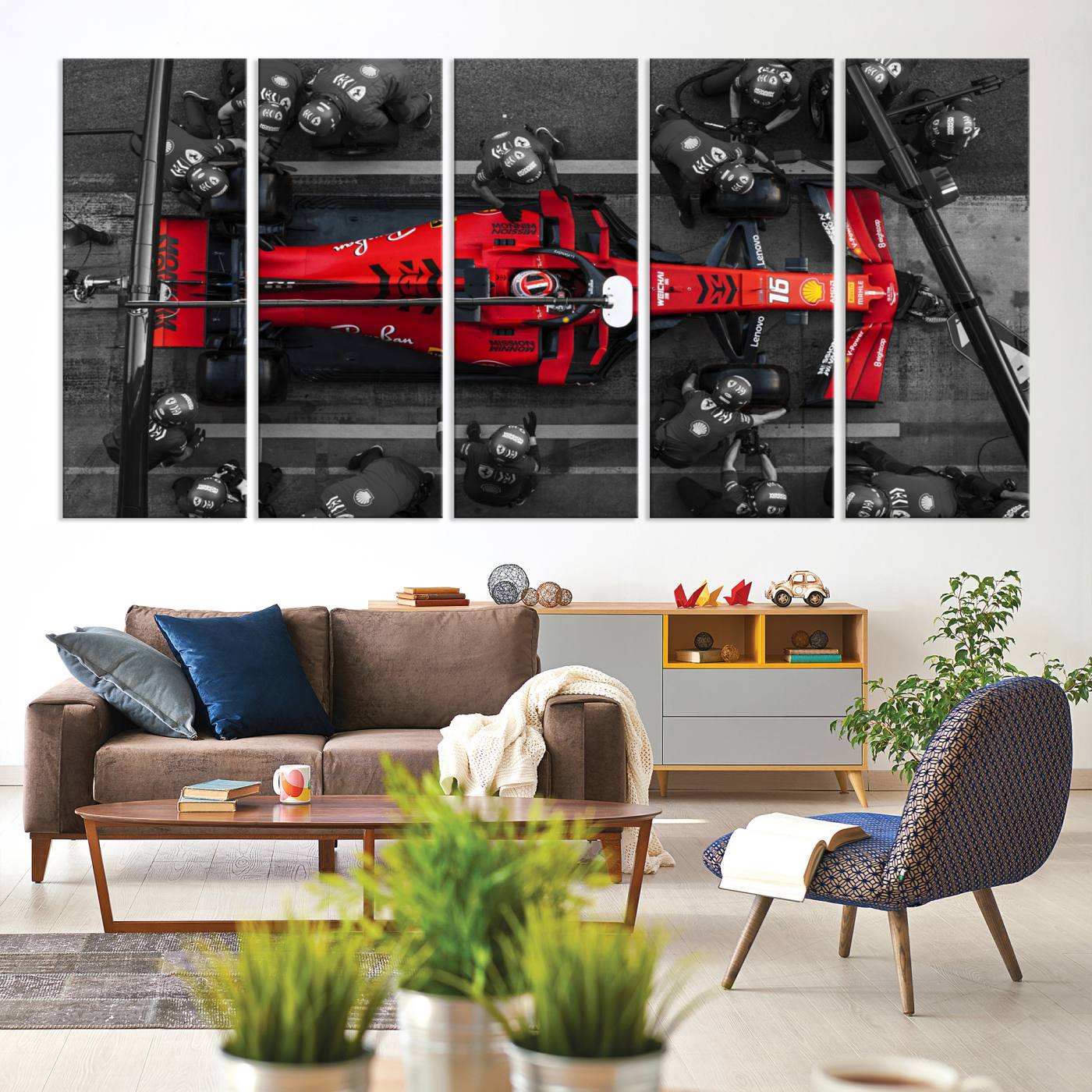 99356-MGV-CV-36X24-Ferrari Pit Stop Canvas Wall Art – Precision and Speed Captured in Bold Motorsport Imagery – Ready to Hang