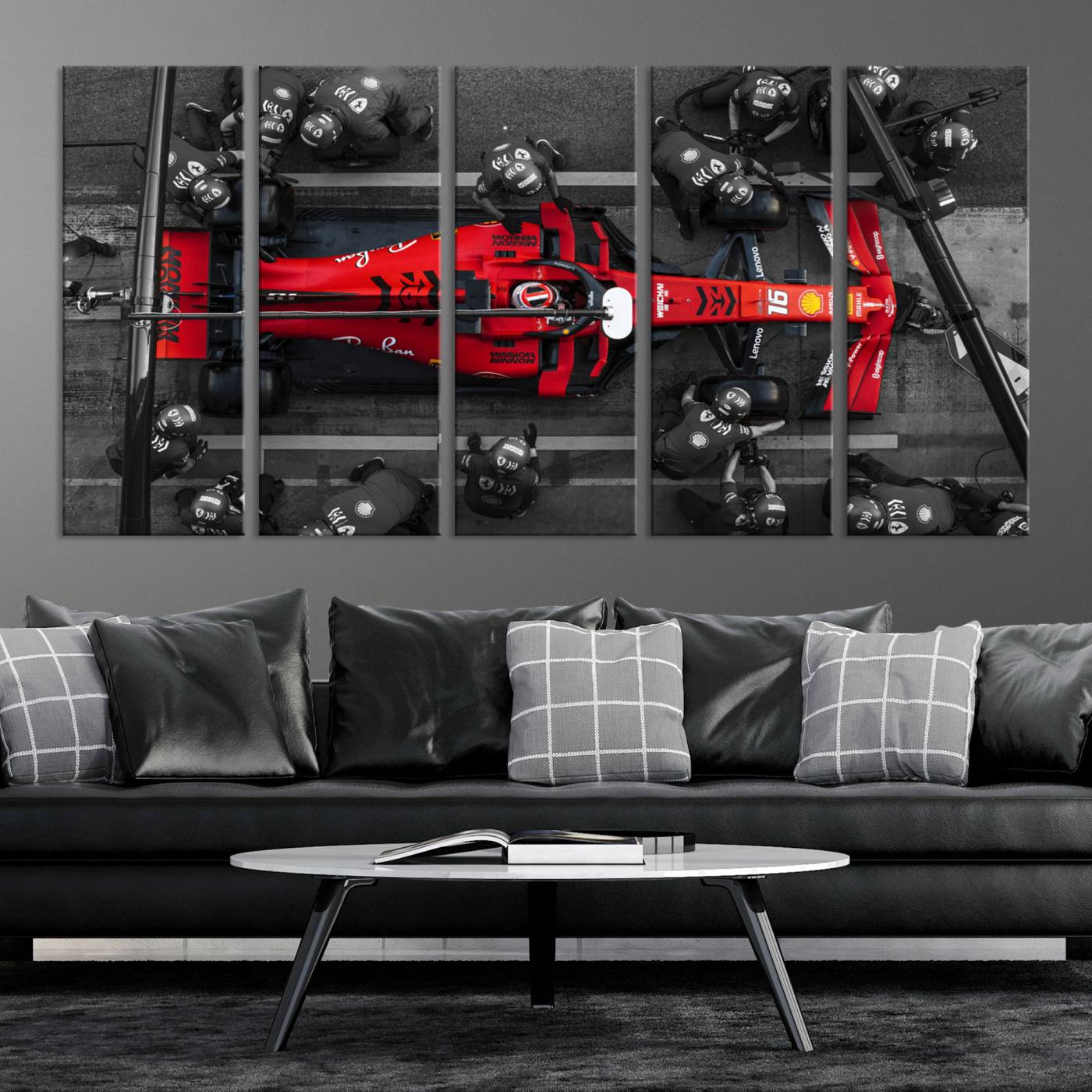 99356-MGV-CV-36X24-Ferrari Pit Stop Canvas Wall Art – Precision and Speed Captured in Bold Motorsport Imagery – Ready to Hang