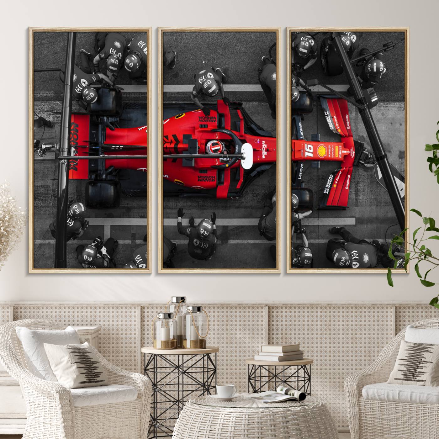 99356-MGV-CV-36X24-Ferrari Pit Stop Canvas Wall Art – Precision and Speed Captured in Bold Motorsport Imagery – Ready to Hang