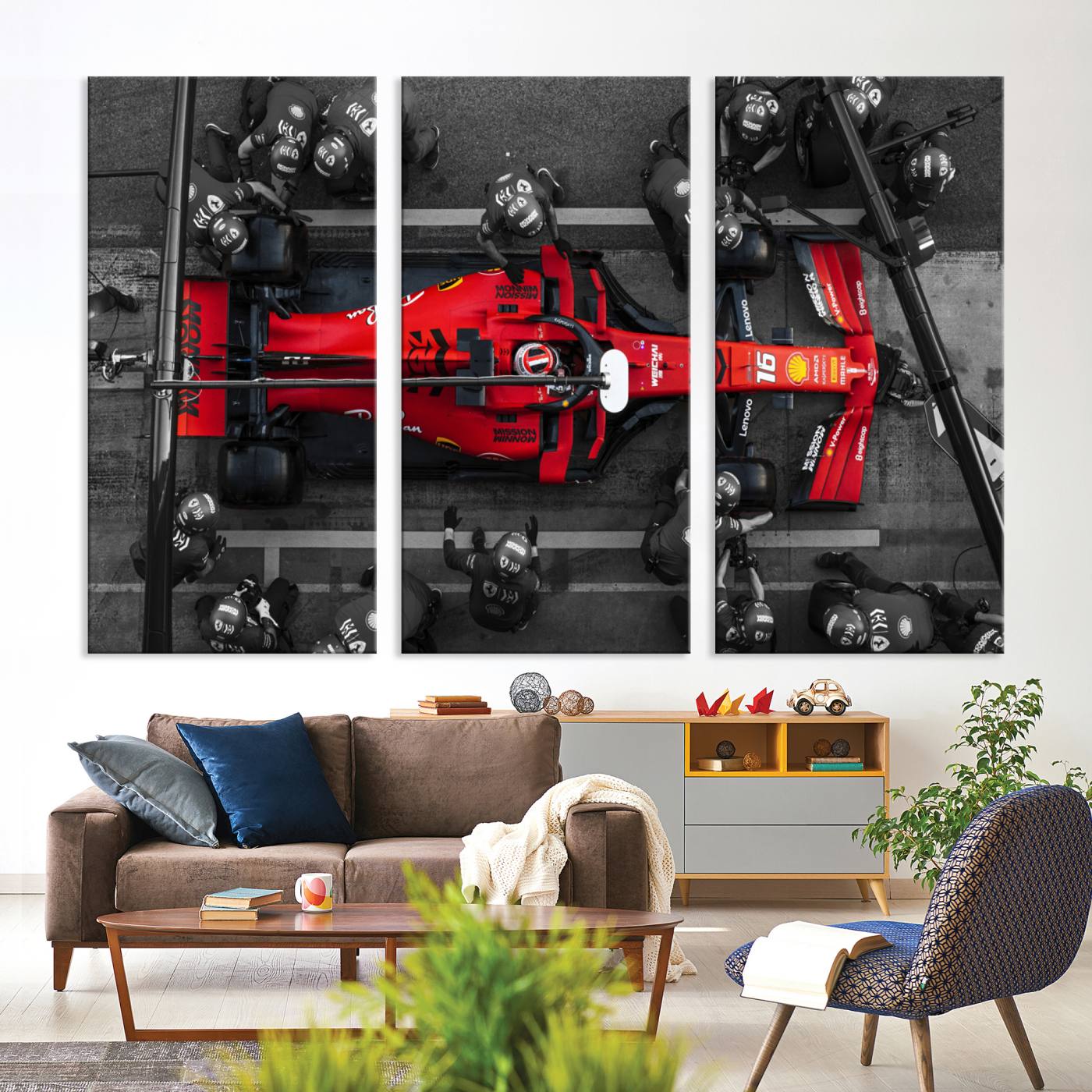 Ferrari Pit Stop Canvas Wall Art – Precision and Speed Captured in Bold Motorsport Imagery – Ready to Hang