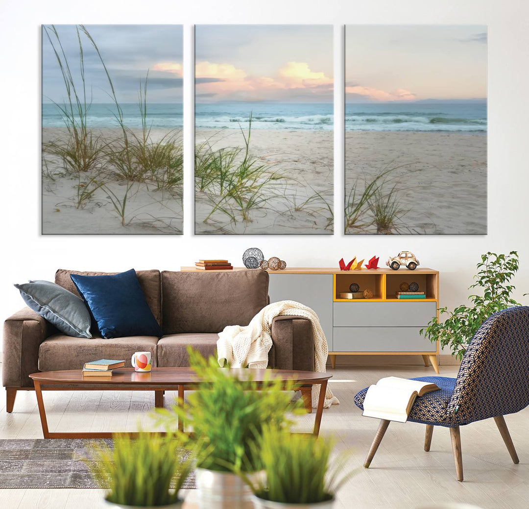 Test1001-MGV-CV-36X24-Flight Over Coastal Beach Landscape, Flight Over Coastal Beach Print Canvas Wall Art