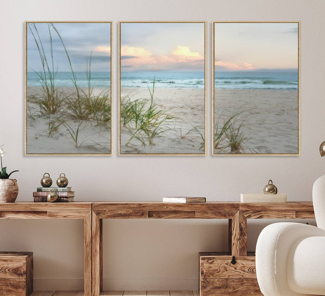 Test1001-MGV-CV-36X24-Flight Over Coastal Beach Landscape, Flight Over Coastal Beach Print Canvas Wall Art