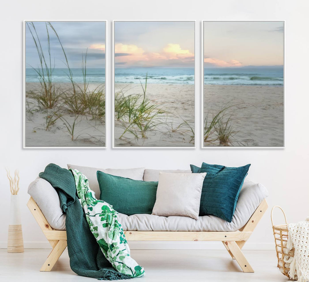 Test1001-MGV-CV-36X24-Flight Over Coastal Beach Landscape, Flight Over Coastal Beach Print Canvas Wall Art