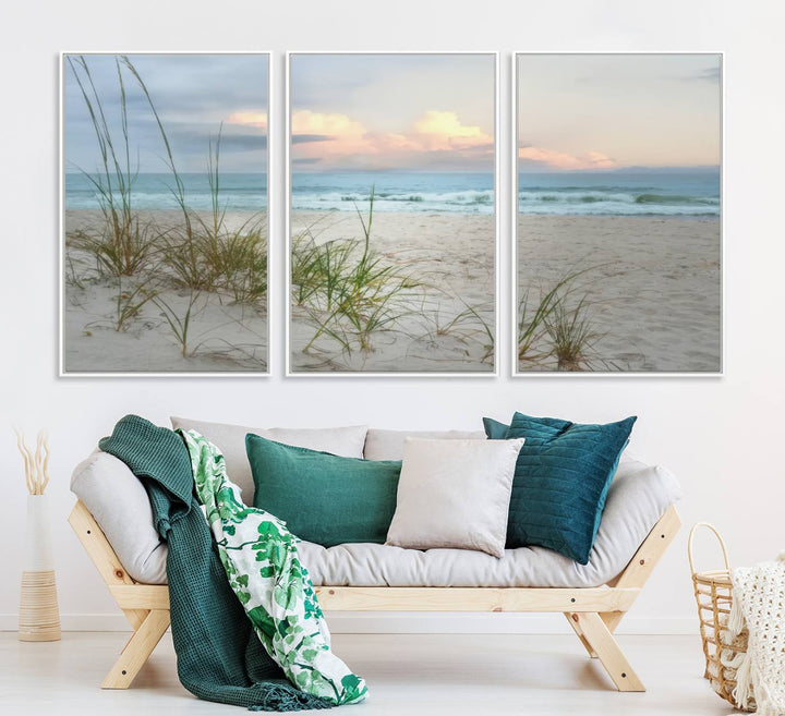 Test1001-MGV-CV-36X24-Flight Over Coastal Beach Landscape, Flight Over Coastal Beach Print Canvas Wall Art