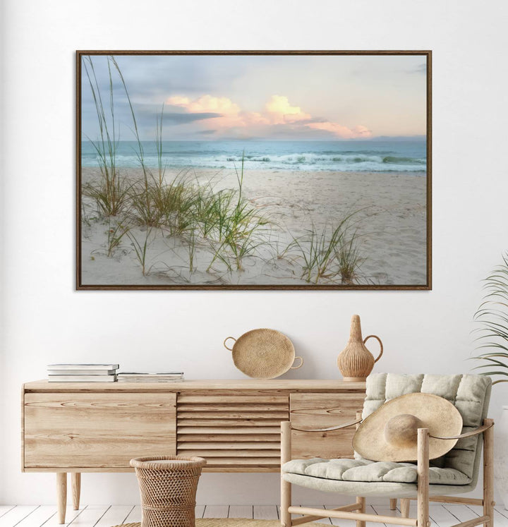 Flight Over Coastal Beach Landscape, Flight Over Coastal Beach Print Canvas Wall Art