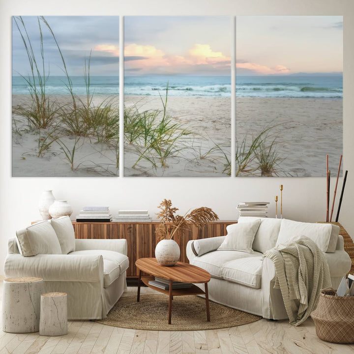 Test1001-MGV-CV-36X24-Flight Over Coastal Beach Landscape, Flight Over Coastal Beach Print Canvas Wall Art