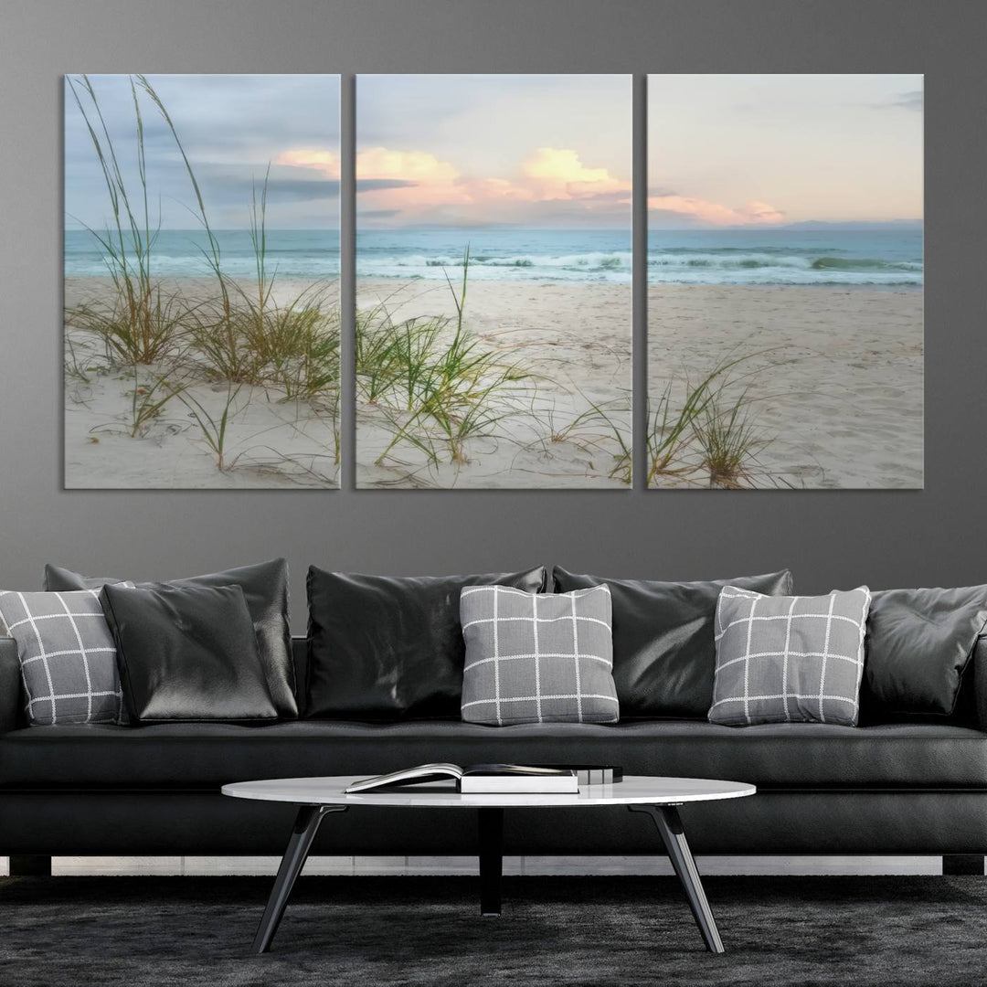 Test1001-MGV-CV-36X24-Flight Over Coastal Beach Landscape, Flight Over Coastal Beach Print Canvas Wall Art