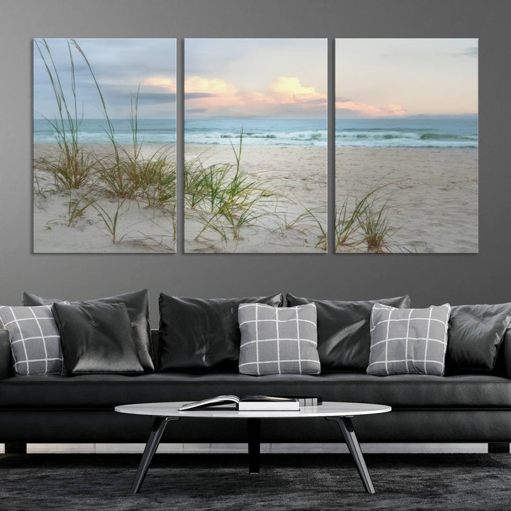 Test1001-MGV-CV-36X24-Flight Over Coastal Beach Landscape, Flight Over Coastal Beach Print Canvas Wall Art