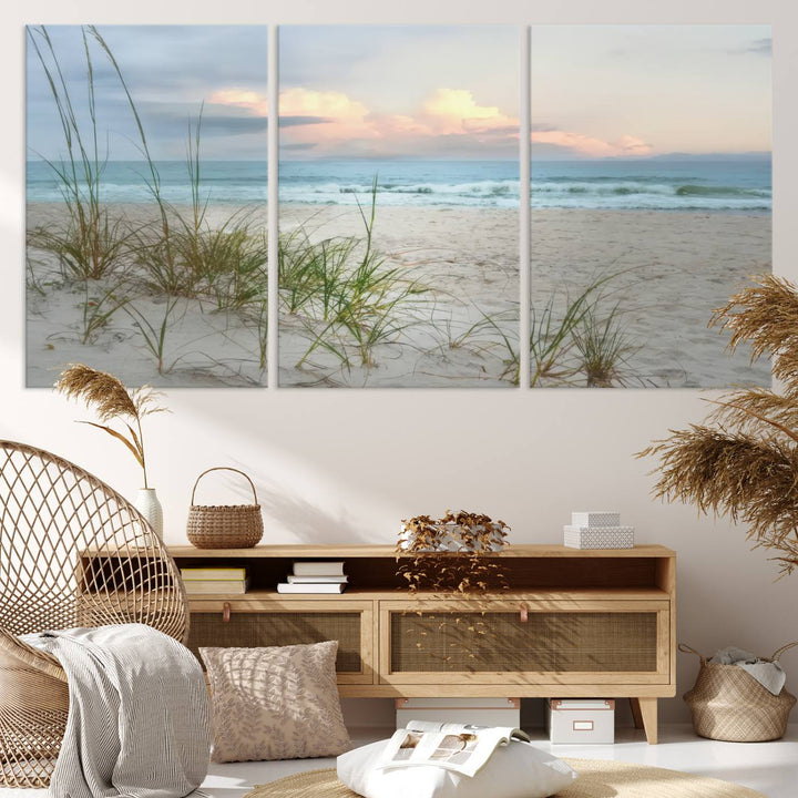 Test1001-MGV-CV-36X24-Flight Over Coastal Beach Landscape, Flight Over Coastal Beach Print Canvas Wall Art
