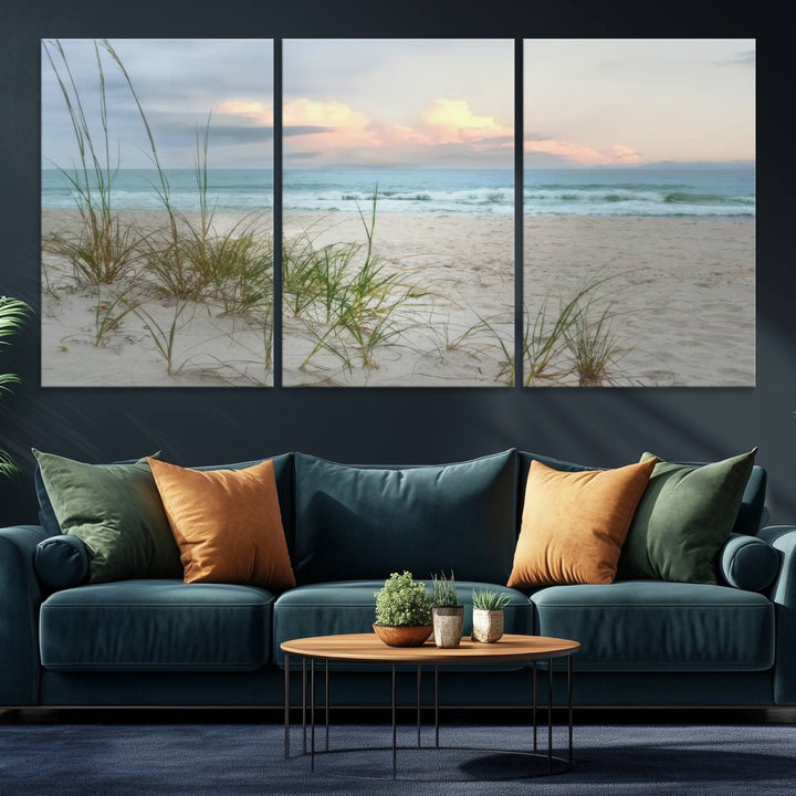 Test1001-MGV-CV-36X24-Flight Over Coastal Beach Landscape, Flight Over Coastal Beach Print Canvas Wall Art