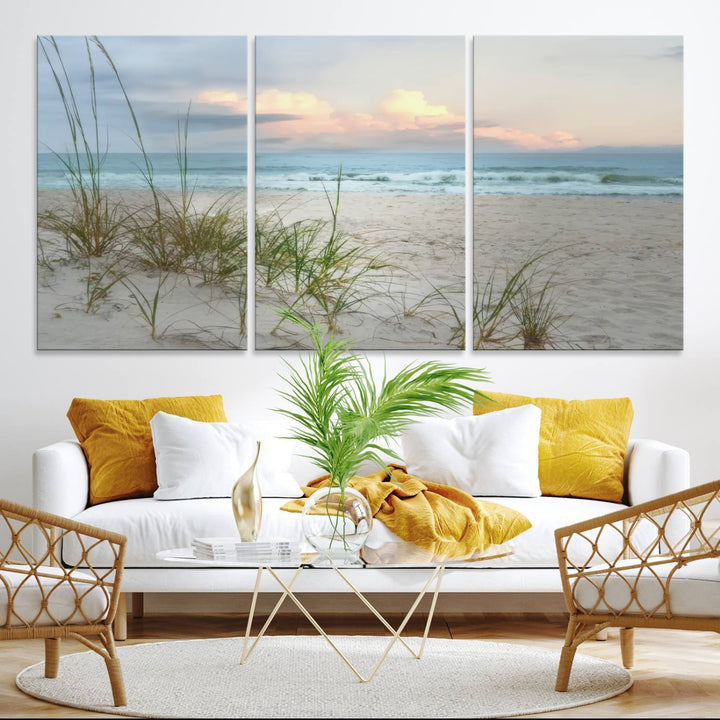 Test1001-MGV-CV-36X24-Flight Over Coastal Beach Landscape, Flight Over Coastal Beach Print Canvas Wall Art