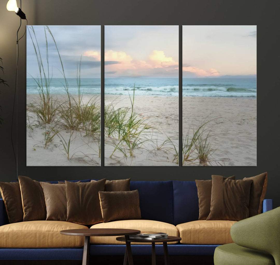 Test1001-MGV-CV-36X24-Flight Over Coastal Beach Landscape, Flight Over Coastal Beach Print Canvas Wall Art