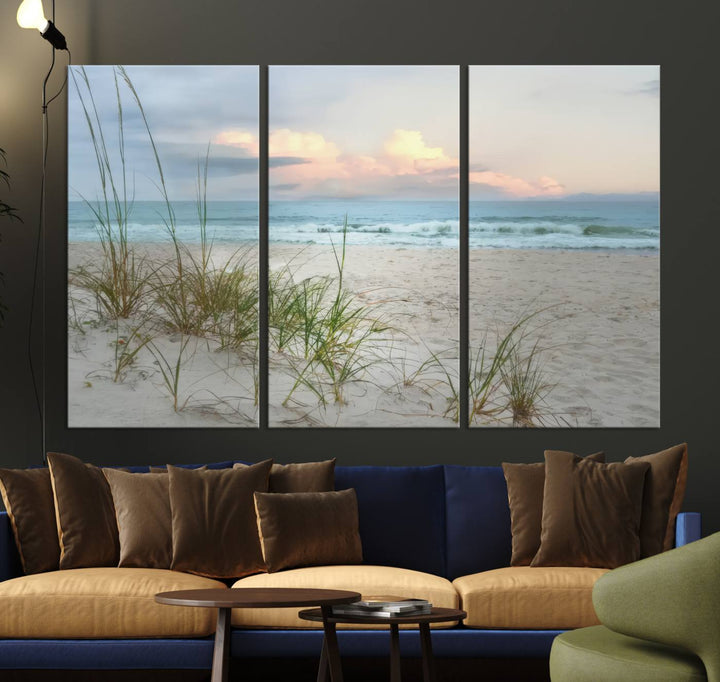 Test1001-MGV-CV-36X24-Flight Over Coastal Beach Landscape, Flight Over Coastal Beach Print Canvas Wall Art