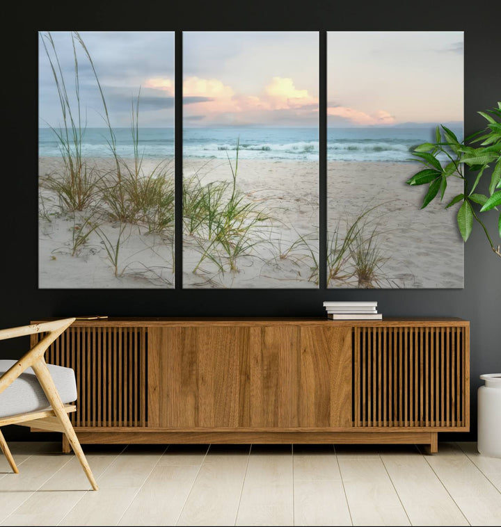 Test1001-MGV-CV-36X24-Flight Over Coastal Beach Landscape, Flight Over Coastal Beach Print Canvas Wall Art