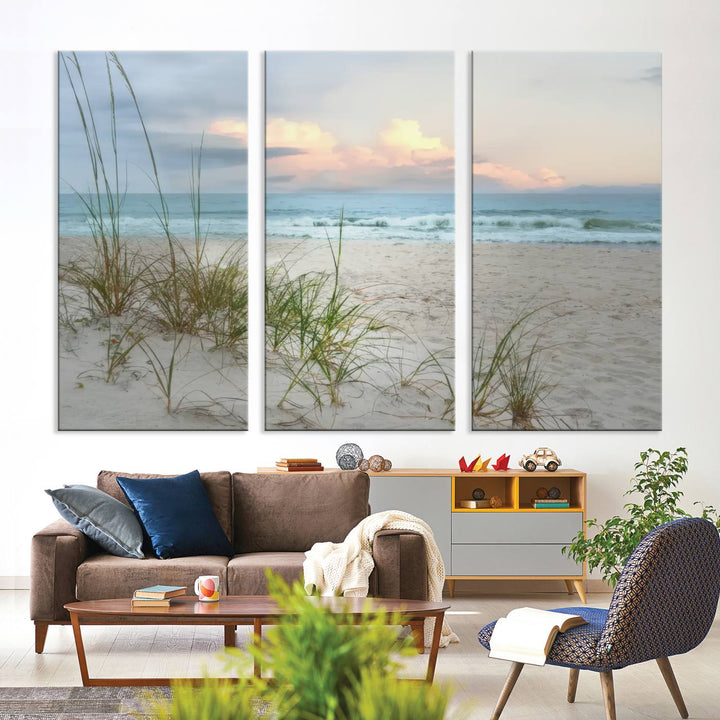 Test1001-MGV-CV-36X24-Flight Over Coastal Beach Landscape, Flight Over Coastal Beach Print Canvas Wall Art