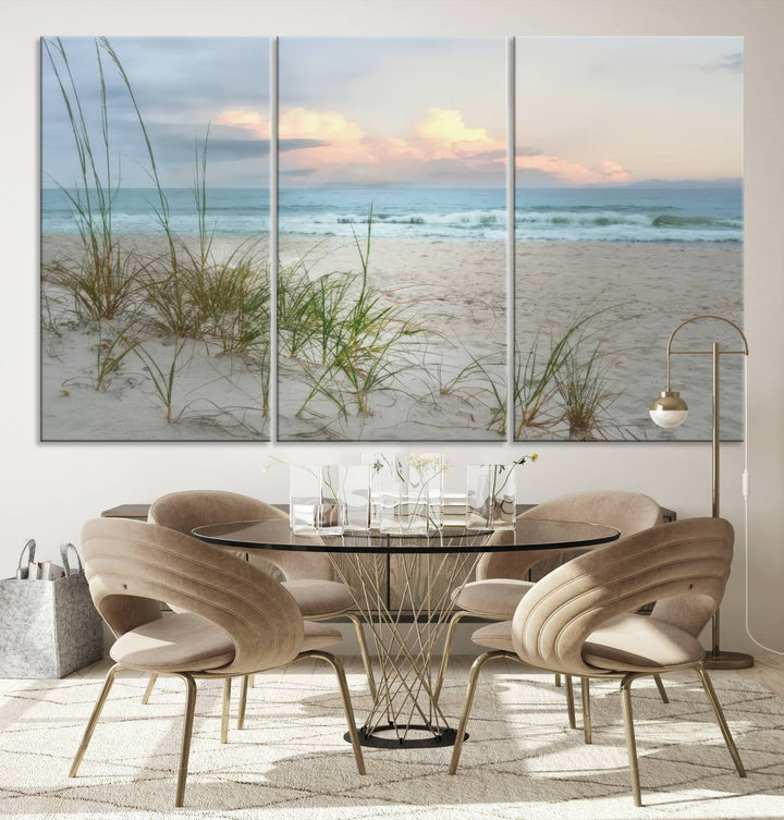 Test1001-MGV-CV-36X24-Flight Over Coastal Beach Landscape, Flight Over Coastal Beach Print Canvas Wall Art