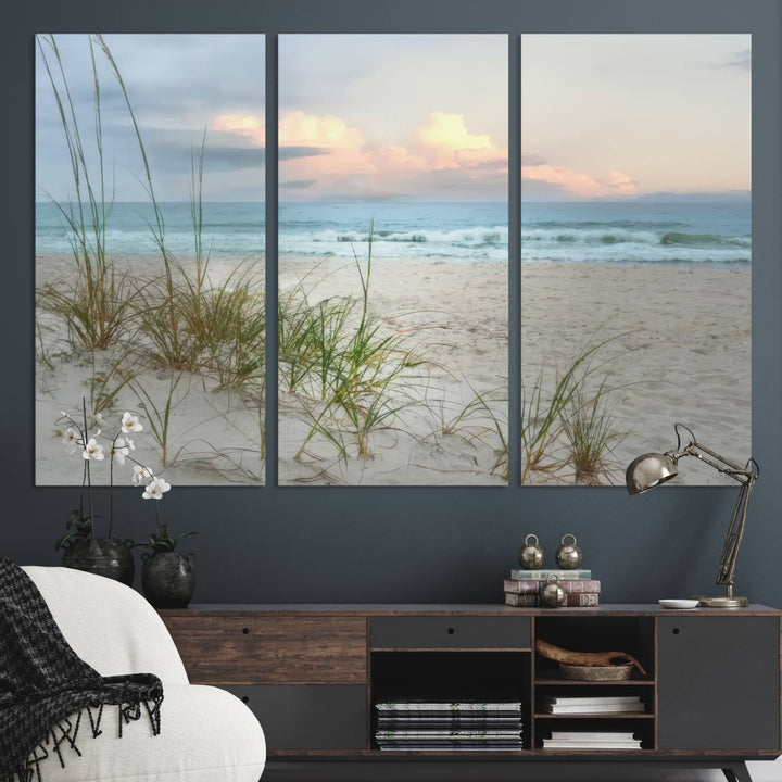 Test1001-MGV-CV-36X24-Flight Over Coastal Beach Landscape, Flight Over Coastal Beach Print Canvas Wall Art