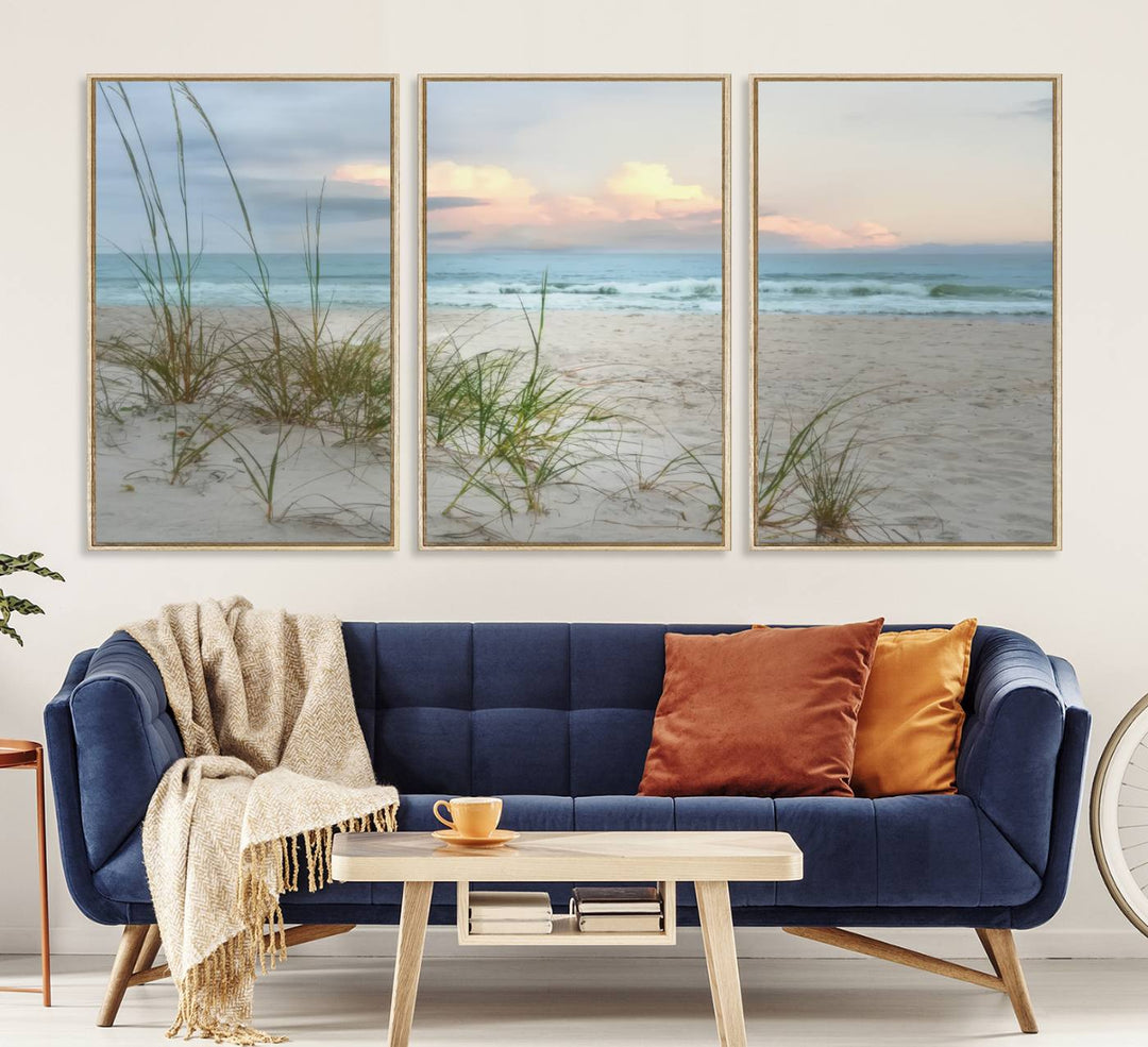 Test1001-MGV-CV-36X24-Flight Over Coastal Beach Landscape, Flight Over Coastal Beach Print Canvas Wall Art