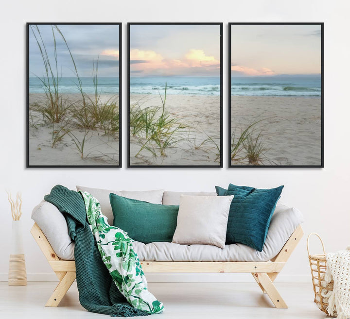 Test1001-MGV-CV-36X24-Flight Over Coastal Beach Landscape, Flight Over Coastal Beach Print Canvas Wall Art