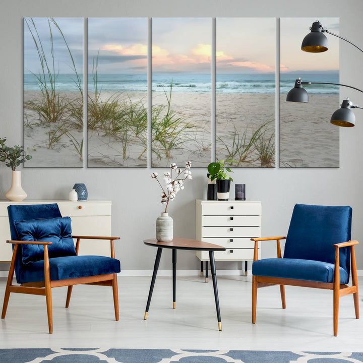 Test1001-MGV-CV-36X24-Flight Over Coastal Beach Landscape, Flight Over Coastal Beach Print Canvas Wall Art