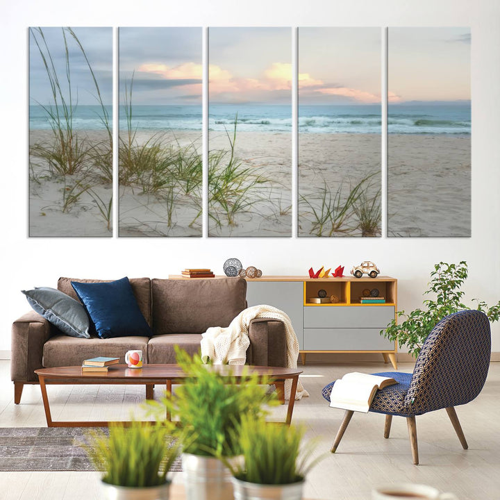 Test1001-MGV-CV-36X24-Flight Over Coastal Beach Landscape, Flight Over Coastal Beach Print Canvas Wall Art