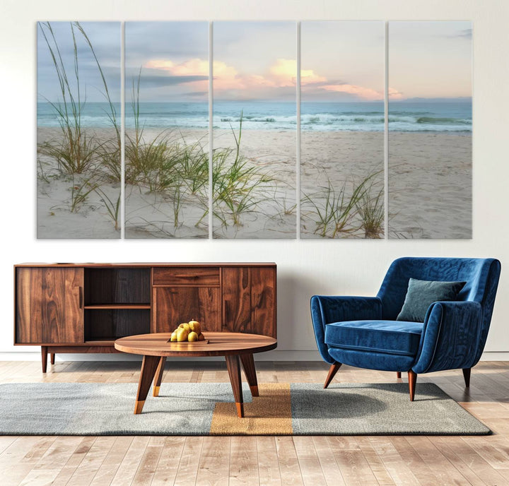 Test1001-MGV-CV-36X24-Flight Over Coastal Beach Landscape, Flight Over Coastal Beach Print Canvas Wall Art