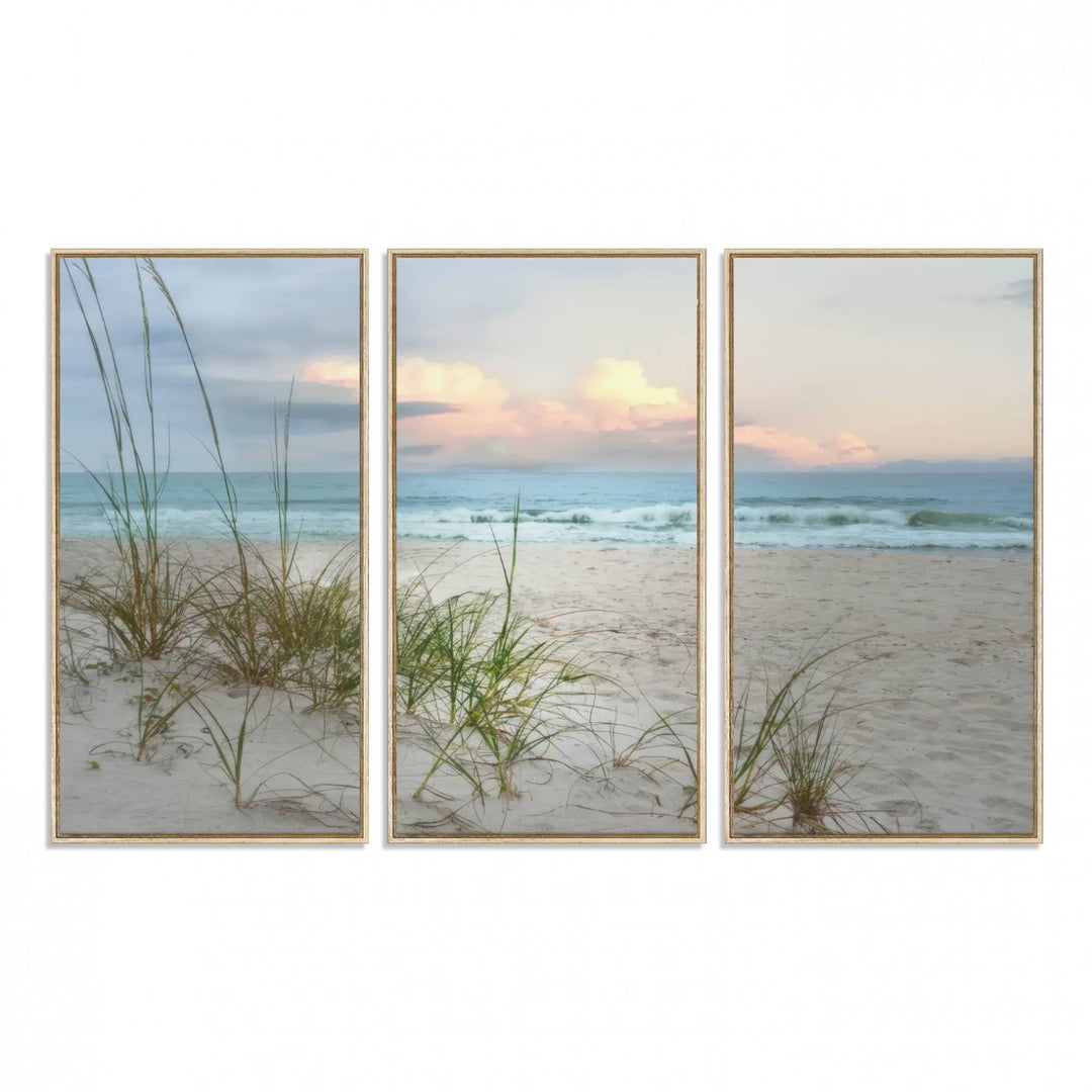 Test1001-MGV-FC-48X32-3P_Natural-Flight Over Coastal Beach Landscape, Flight Over Coastal Beach Print Canvas Wall Art