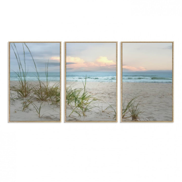 Test1001-MGV-FC-60X30-3P_Natural-Flight Over Coastal Beach Landscape, Flight Over Coastal Beach Print Canvas Wall Art