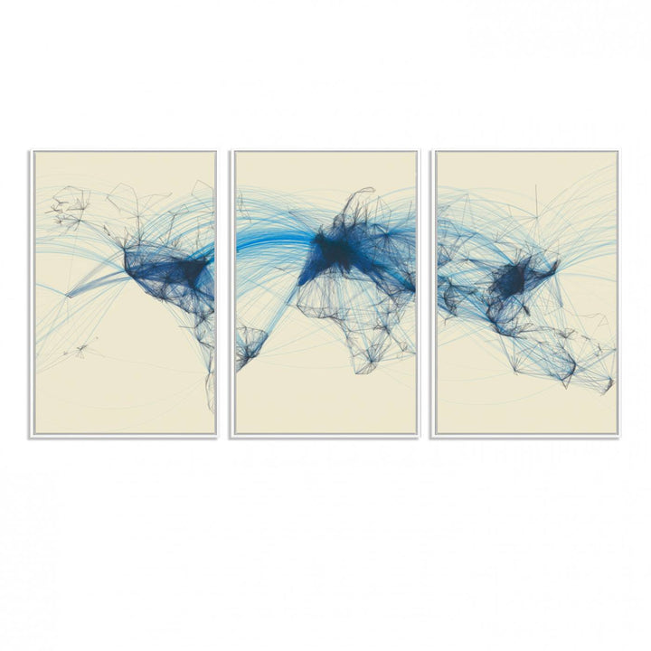 Map-Blue-Contract-MGV-FC-60X30-3P_White-Flight Routes Map art Air Traffic Avi World Map with Blue Connections Canvas Wall Art – Modern Abstract Global Network - Ready to Hang