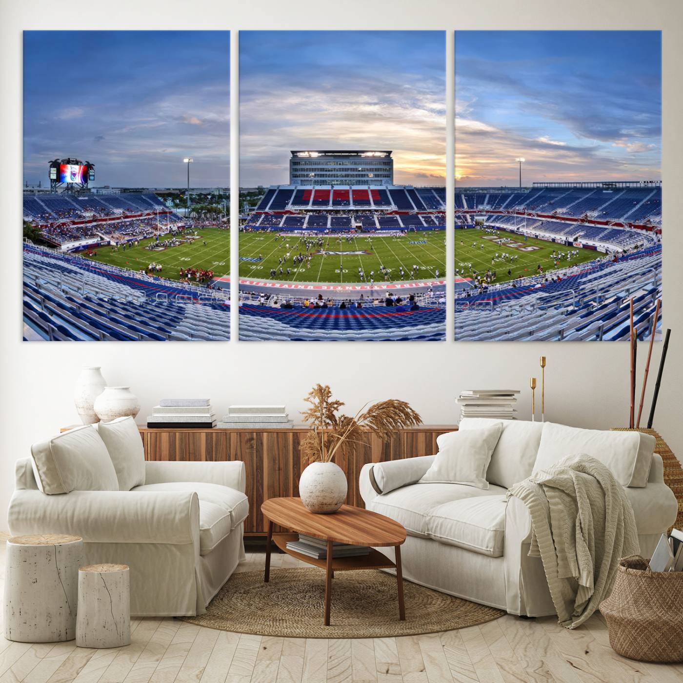 69559-MGV-CV-36X24-Florida Atlantic University Owls Football Team Print - Boca Raton FAU Stadium Wall Art Canvas Print