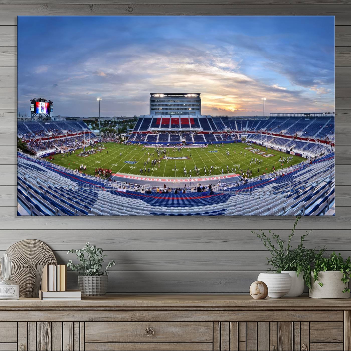 69559-MGV-CV-36X24-Florida Atlantic University Owls Football Team Print - Boca Raton FAU Stadium Wall Art Canvas Print