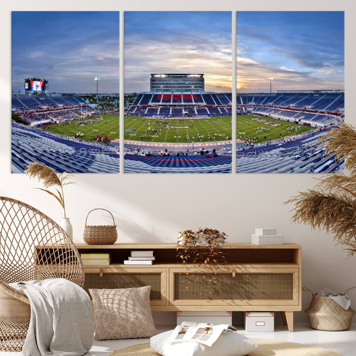 69559-MGV-CV-36X24-Florida Atlantic University Owls Football Team Print - Boca Raton FAU Stadium Wall Art Canvas Print