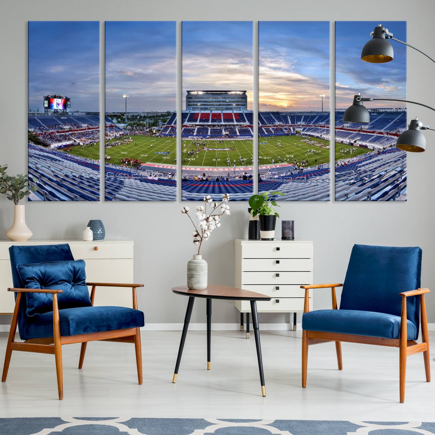 69559-MGV-CV-36X24-Florida Atlantic University Owls Football Team Print - Boca Raton FAU Stadium Wall Art Canvas Print