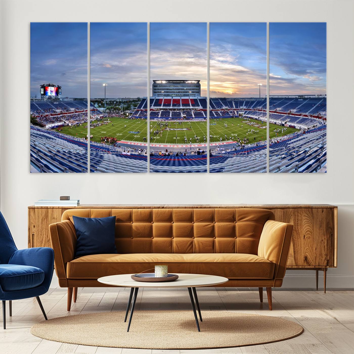 69559-MGV-CV-36X24-Florida Atlantic University Owls Football Team Print - Boca Raton FAU Stadium Wall Art Canvas Print