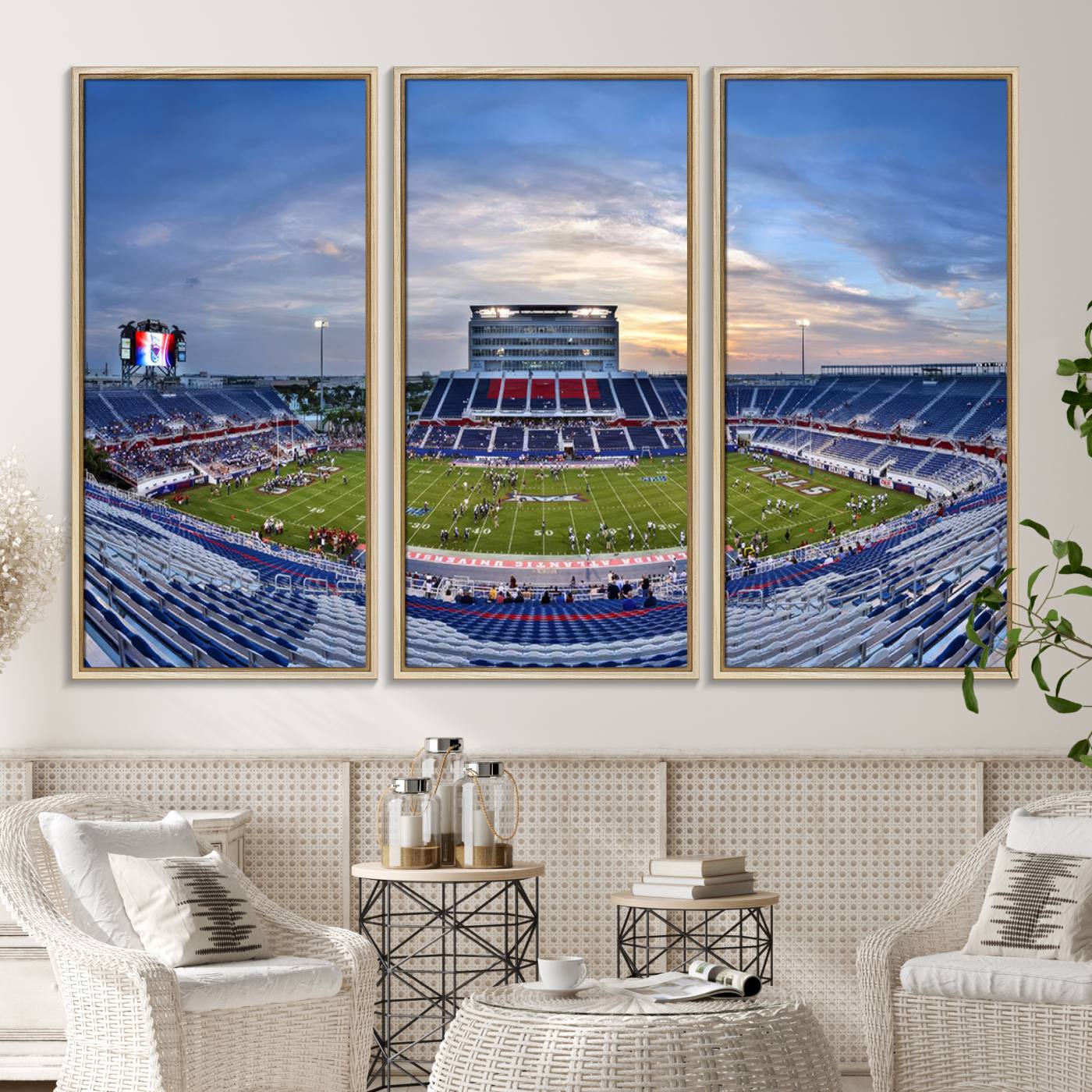 69559-MGV-CV-36X24-Florida Atlantic University Owls Football Team Print - Boca Raton FAU Stadium Wall Art Canvas Print