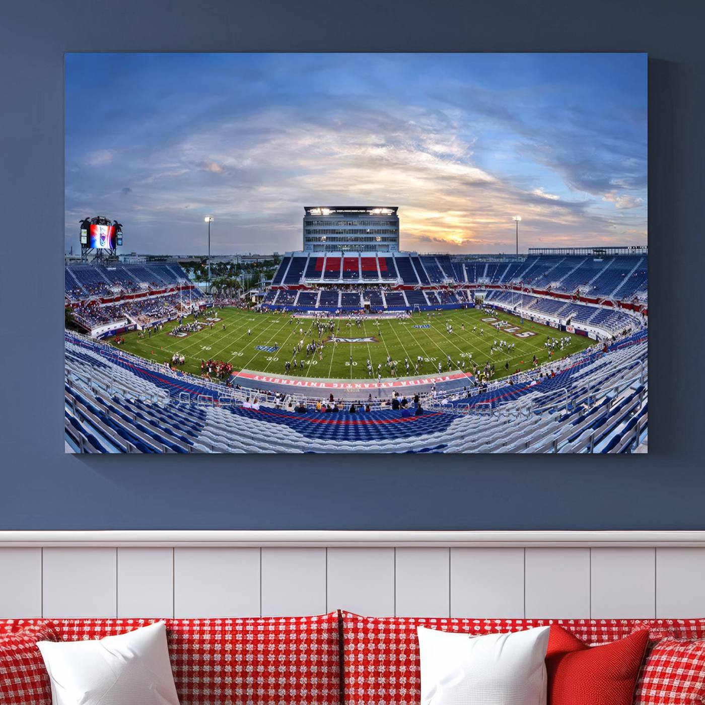 69559-MGV-CV-36X24-Florida Atlantic University Owls Football Team Print - Boca Raton FAU Stadium Wall Art Canvas Print