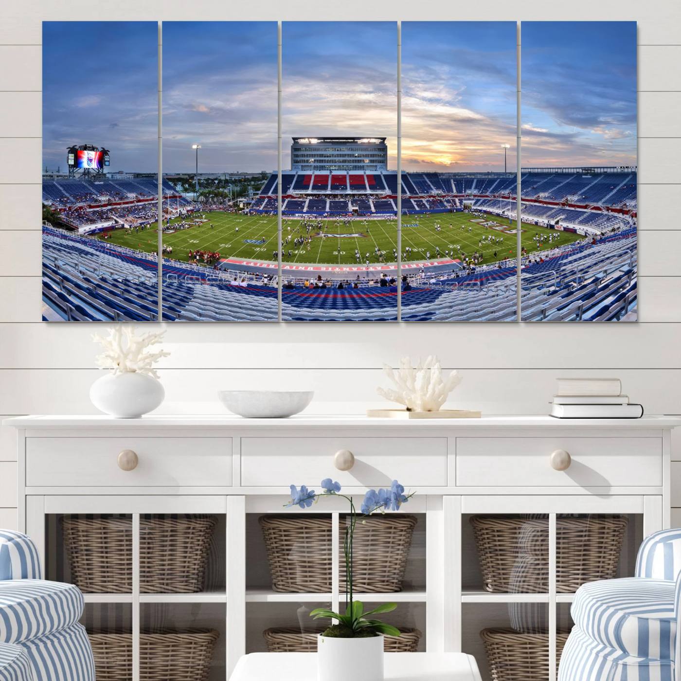 69559-MGV-CV-60X31-5P-Florida Atlantic University Owls Football Team Print - Boca Raton FAU Stadium Wall Art Canvas Print