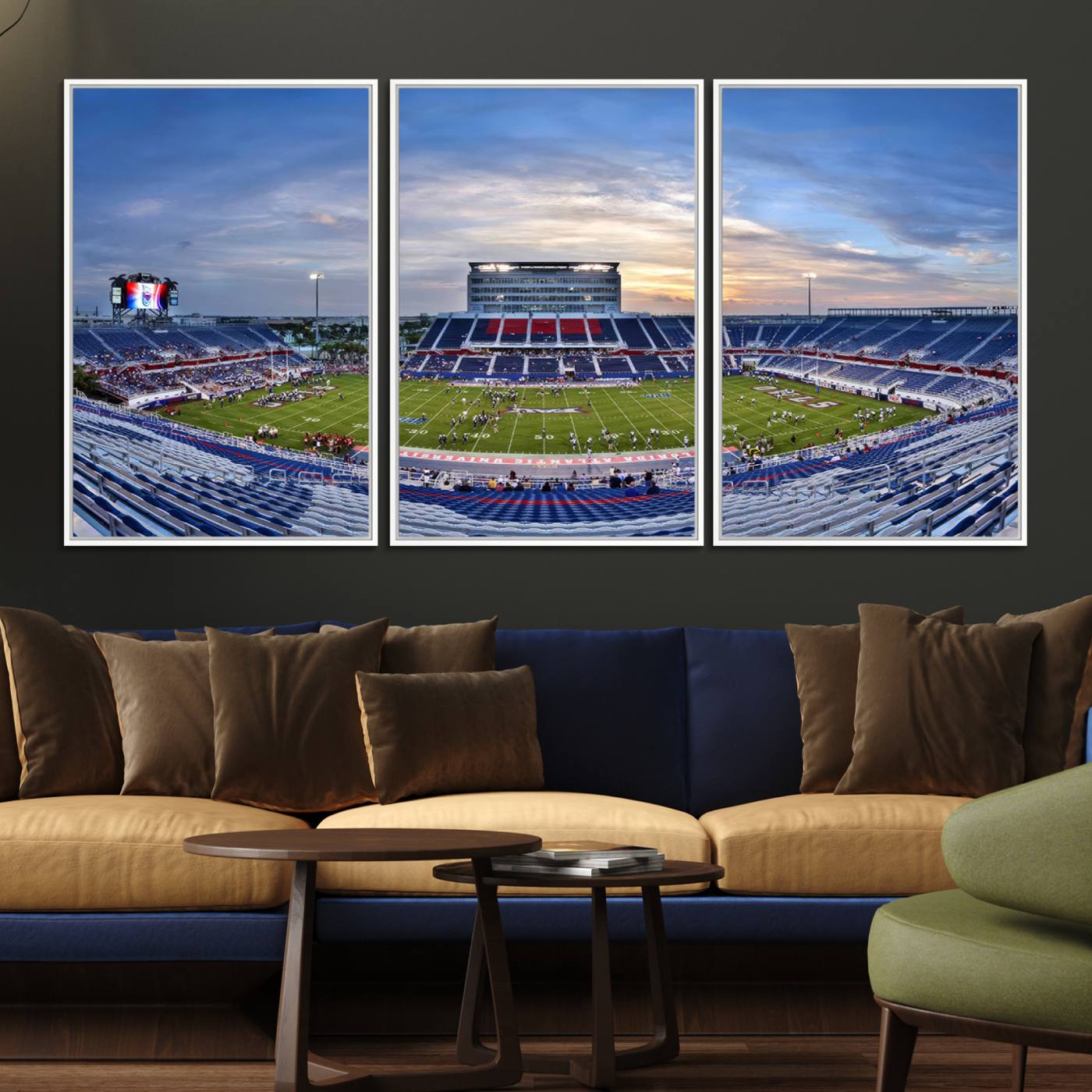 69559-MGV-FC-60X30-3P_White-Florida Atlantic University Owls Football Team Print - Boca Raton FAU Stadium Wall Art Canvas Print