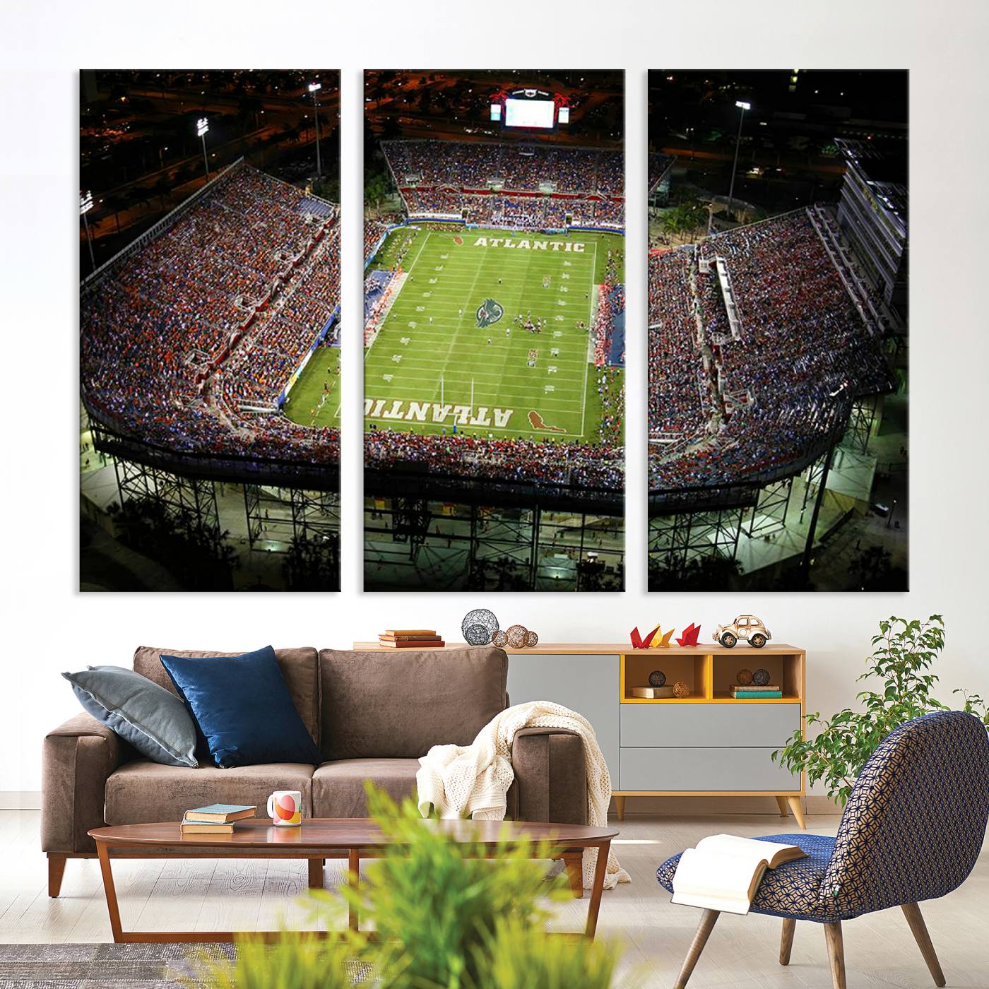 72354-MGV-CV-36X24-Florida Atlantic University Owls Football Team Print - Boca Raton FAU Stadium Wall Art Canvas Print