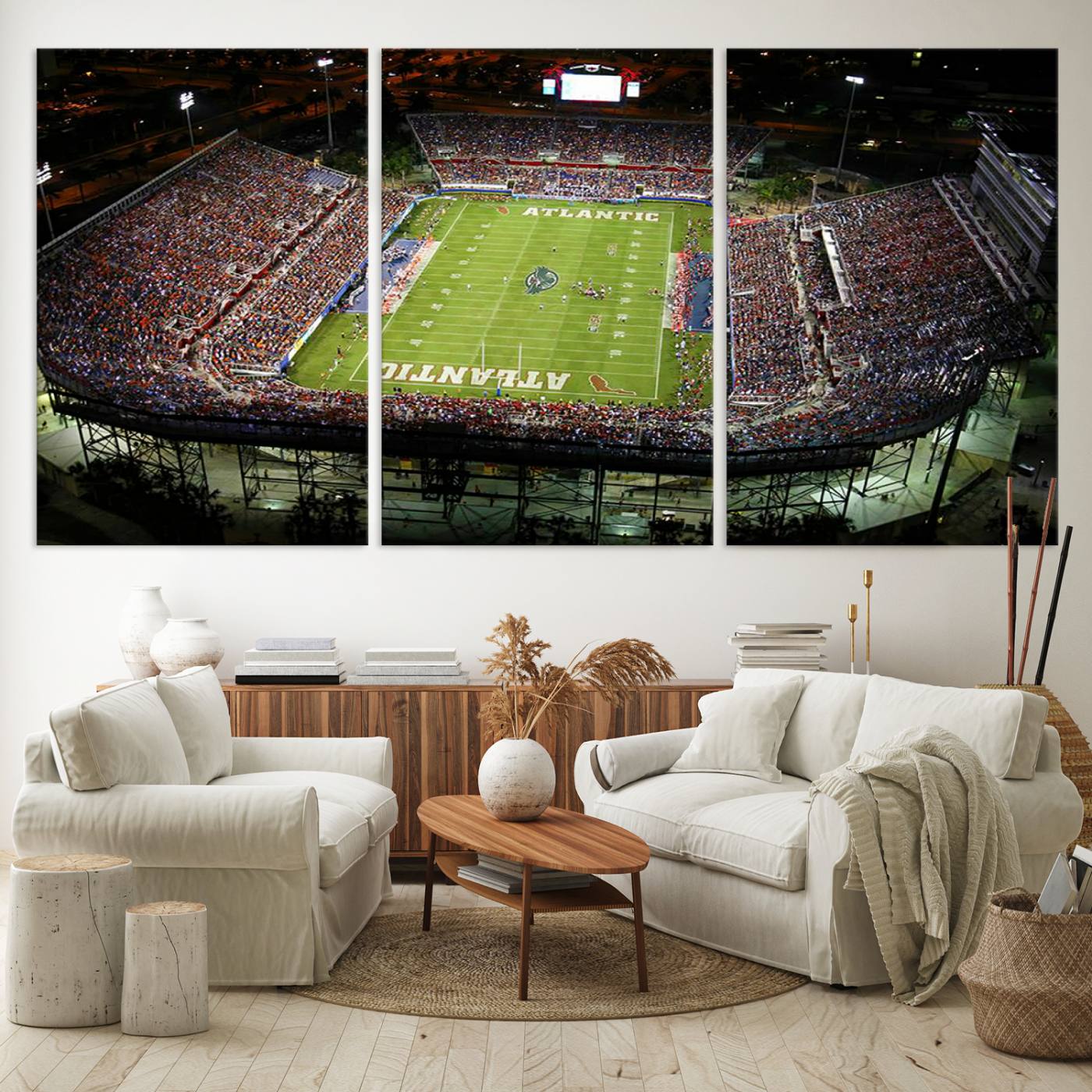 72354-MGV-CV-36X24-Florida Atlantic University Owls Football Team Print - Boca Raton FAU Stadium Wall Art Canvas Print