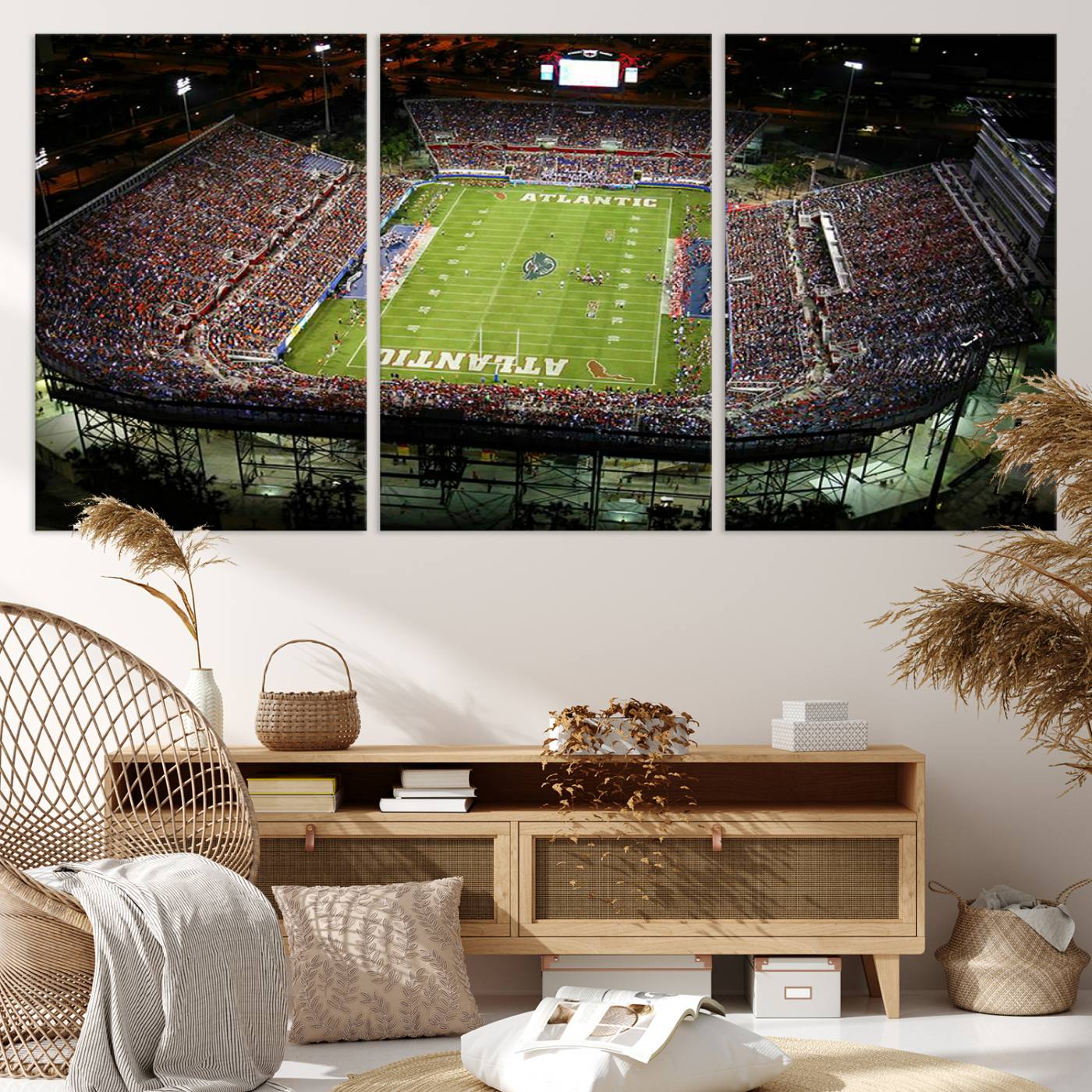 72354-MGV-CV-36X24-Florida Atlantic University Owls Football Team Print - Boca Raton FAU Stadium Wall Art Canvas Print